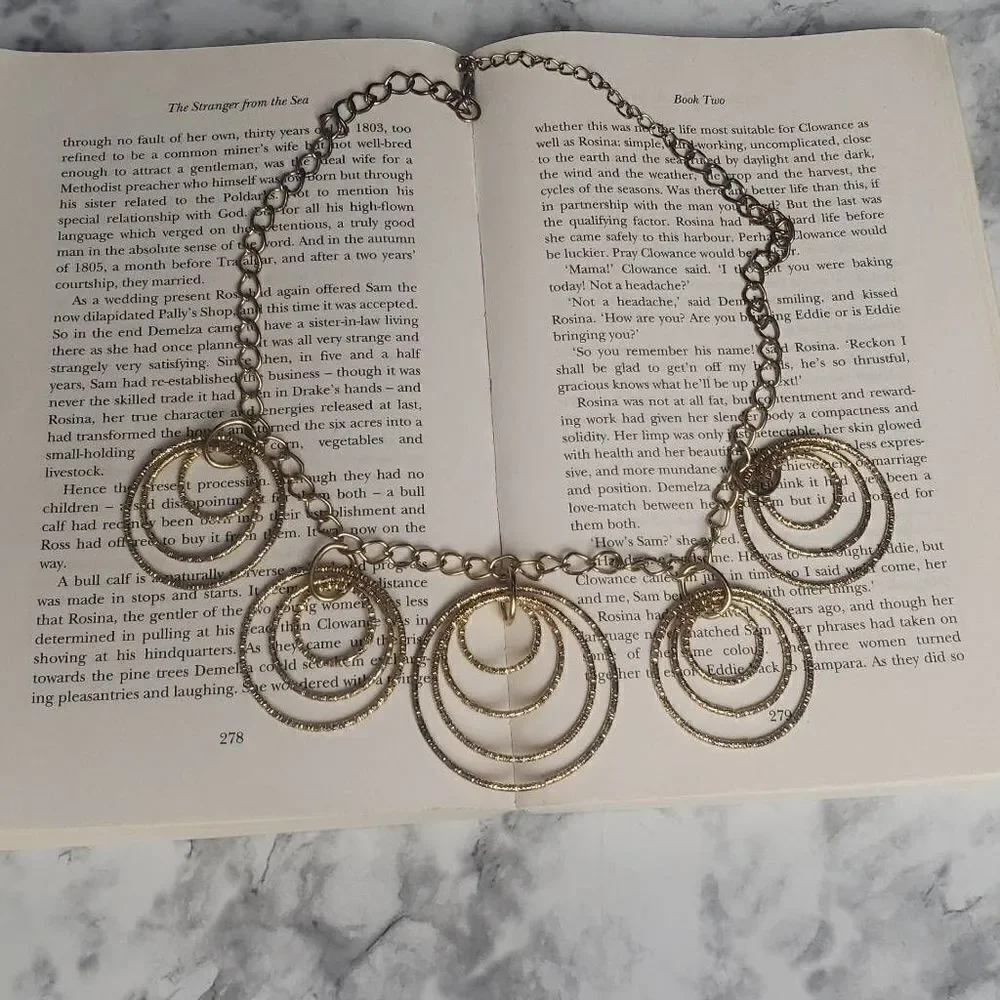 ‎Golden Circle Hooped Rings Necklace
